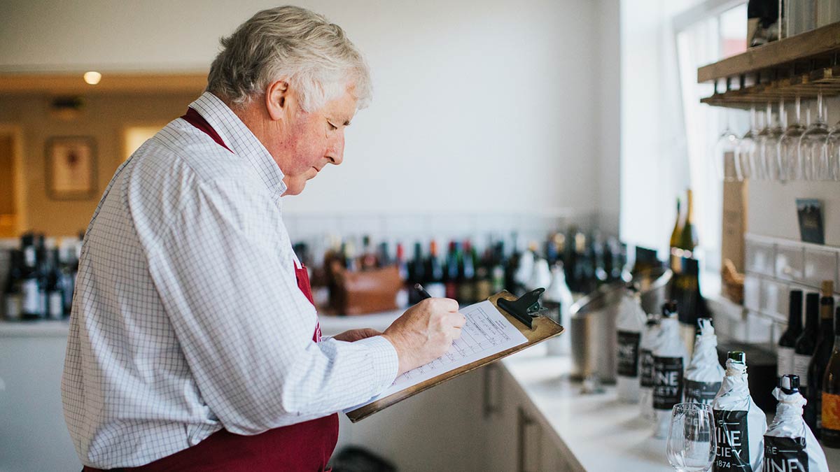 Sebastian Payne MW in the tasting room at The Wine Society