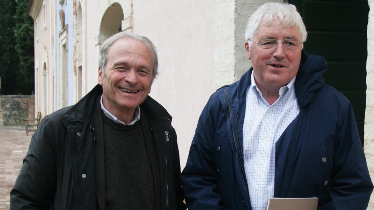 Sharing a joke with Giuseppe Mazzocolin of Fattoria di Fèlsina, Tuscany