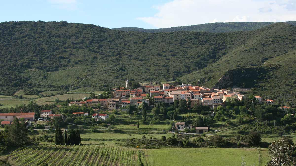 The village of Cucugnan, home to the Sichel’s Domaine du Trillol
