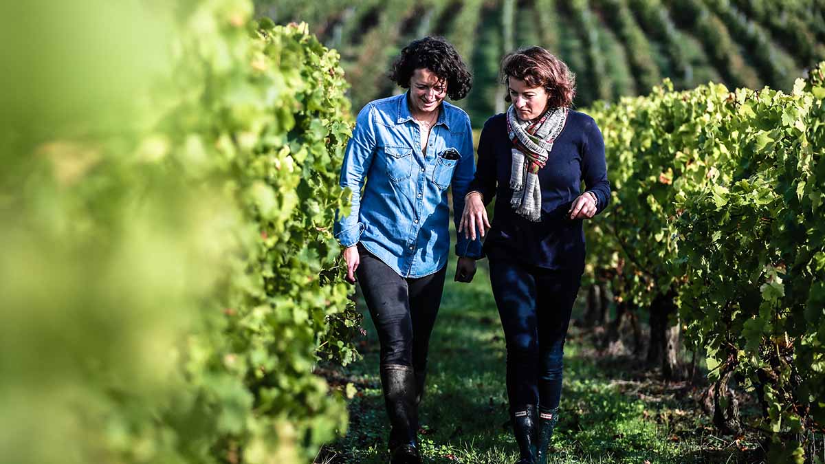 Sisters Sylvie and Marie Courselle, pioneers of nature-friendly farming practices at Château Thieuley, Bordeaux