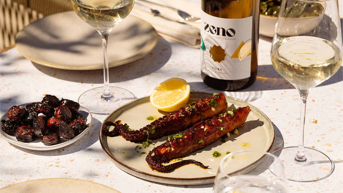 Pairing up with our low and no range  - glass with food