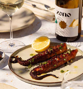 Pairing up with our low and no range  - glass with food