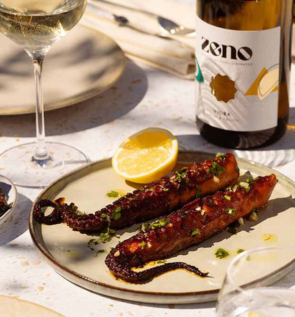 Pairing up with our low and no range  - glass with food