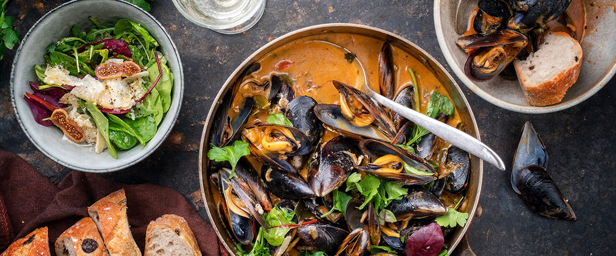 Monkfish and Mussel Bouillabase with a Spiced Rouille