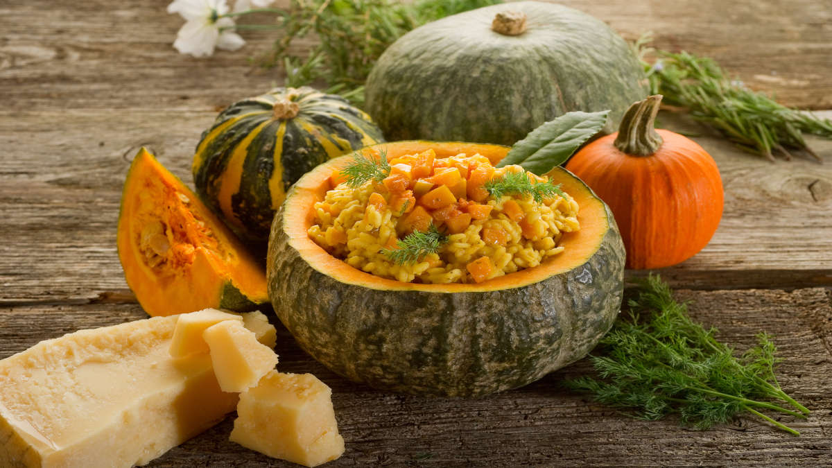 Roasted pumpkin risotto with white truffle and marjoram