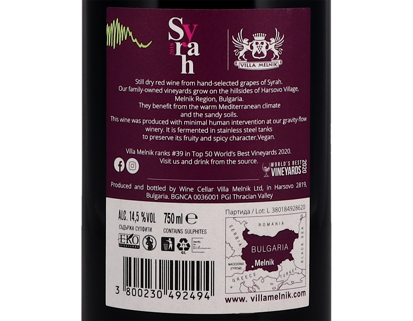 Villa Melnik Syrah 2018