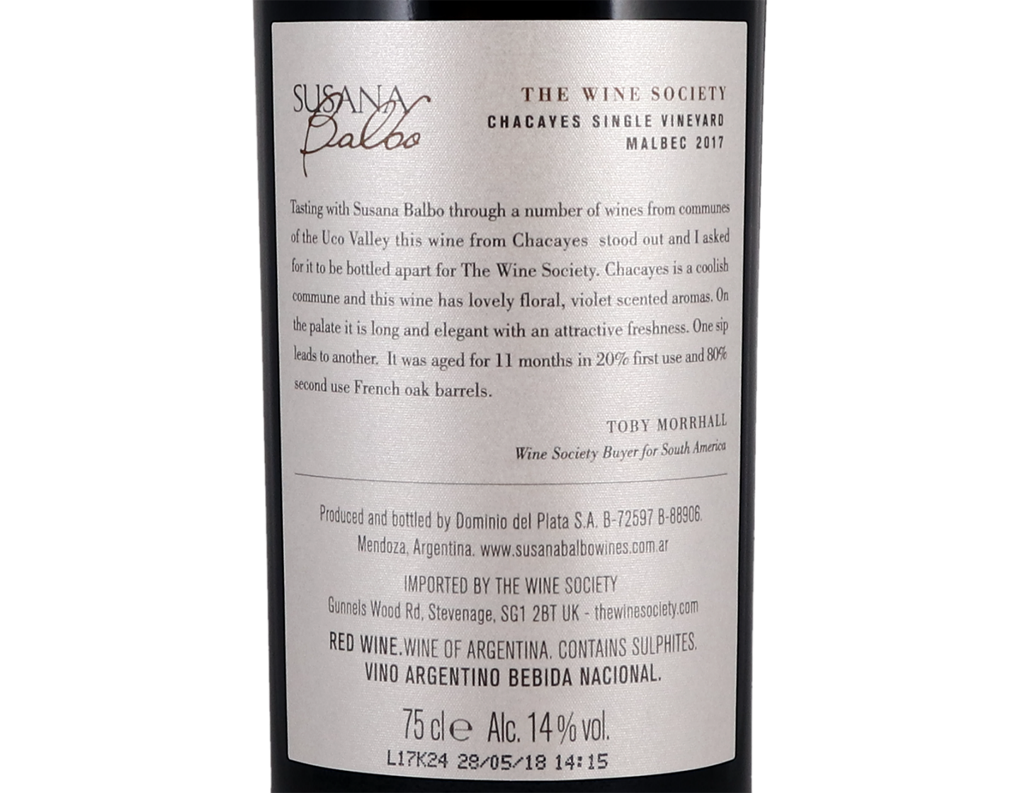 Susana Balbo Chacayes Single Vineyard Malbec Mendoza 2017