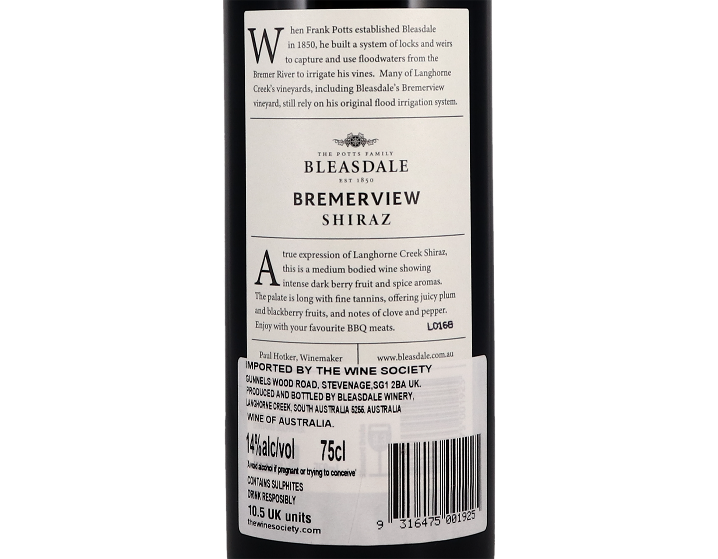 Bleasdale Bremerview Langhorne Creek Shiraz 2018