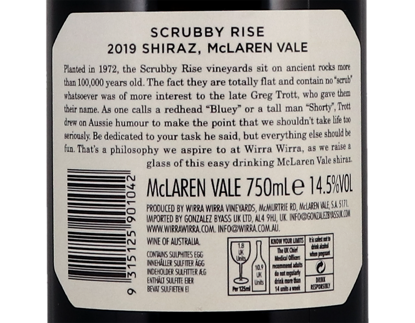 Wirra Wirra Scrubby Rise Shiraz 2019