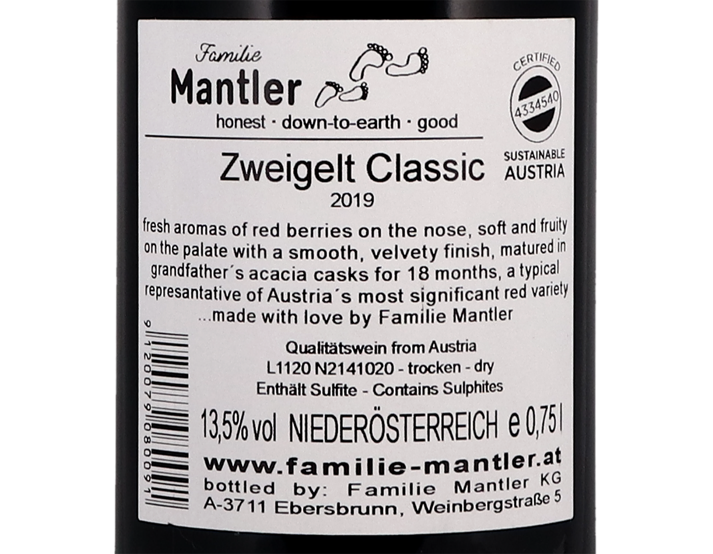 Familie Mantler Zweigelt 2019
