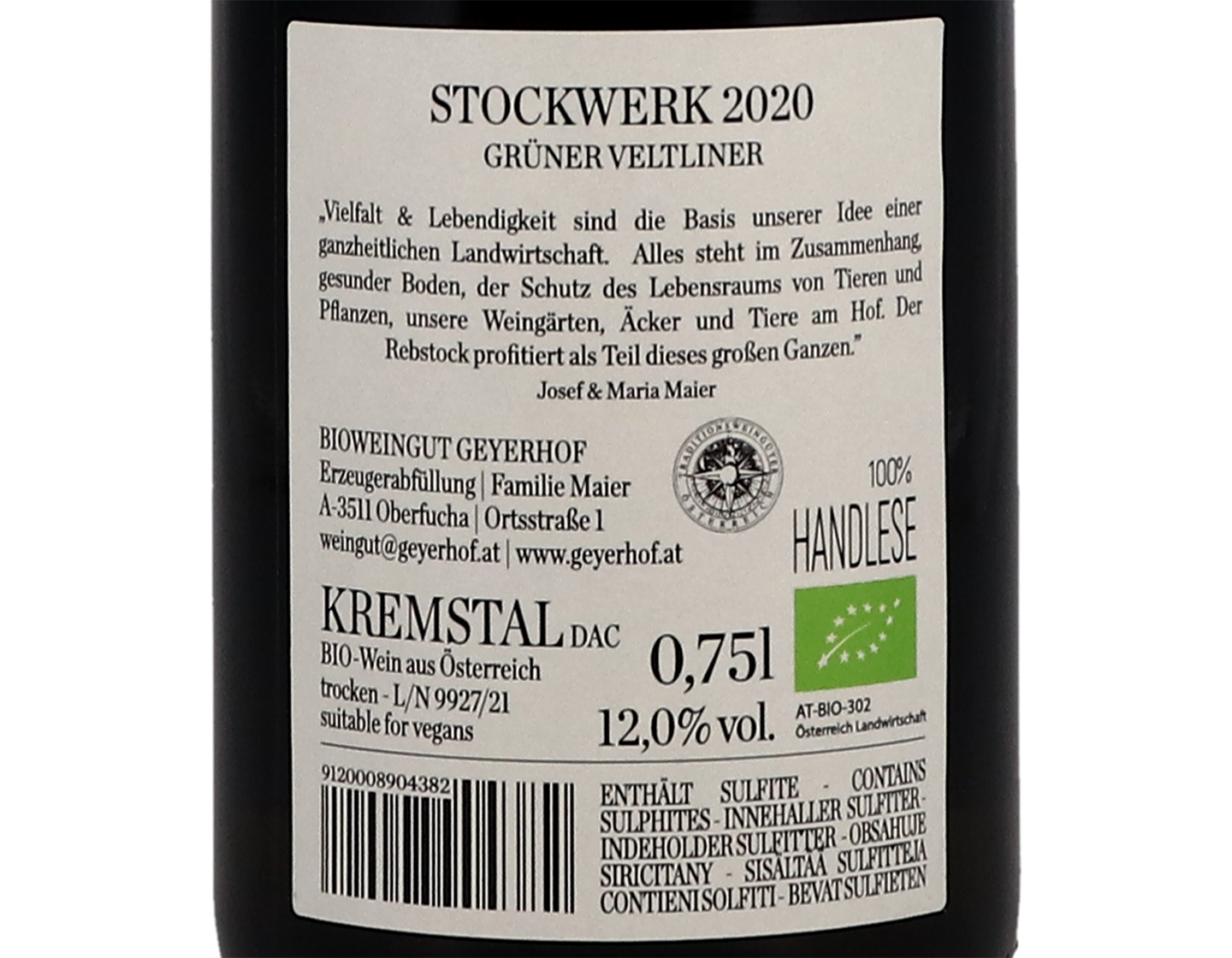 Geyerhof StockWerk Gruner Veltliner 2020 Kremstal ORGANIC