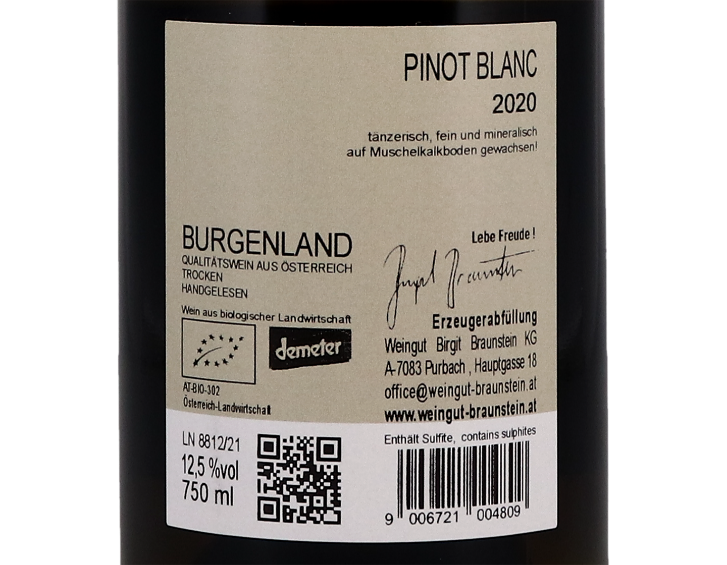 Birgit Braunstein Pinot Blanc 2020 Burgenland ORGANIC