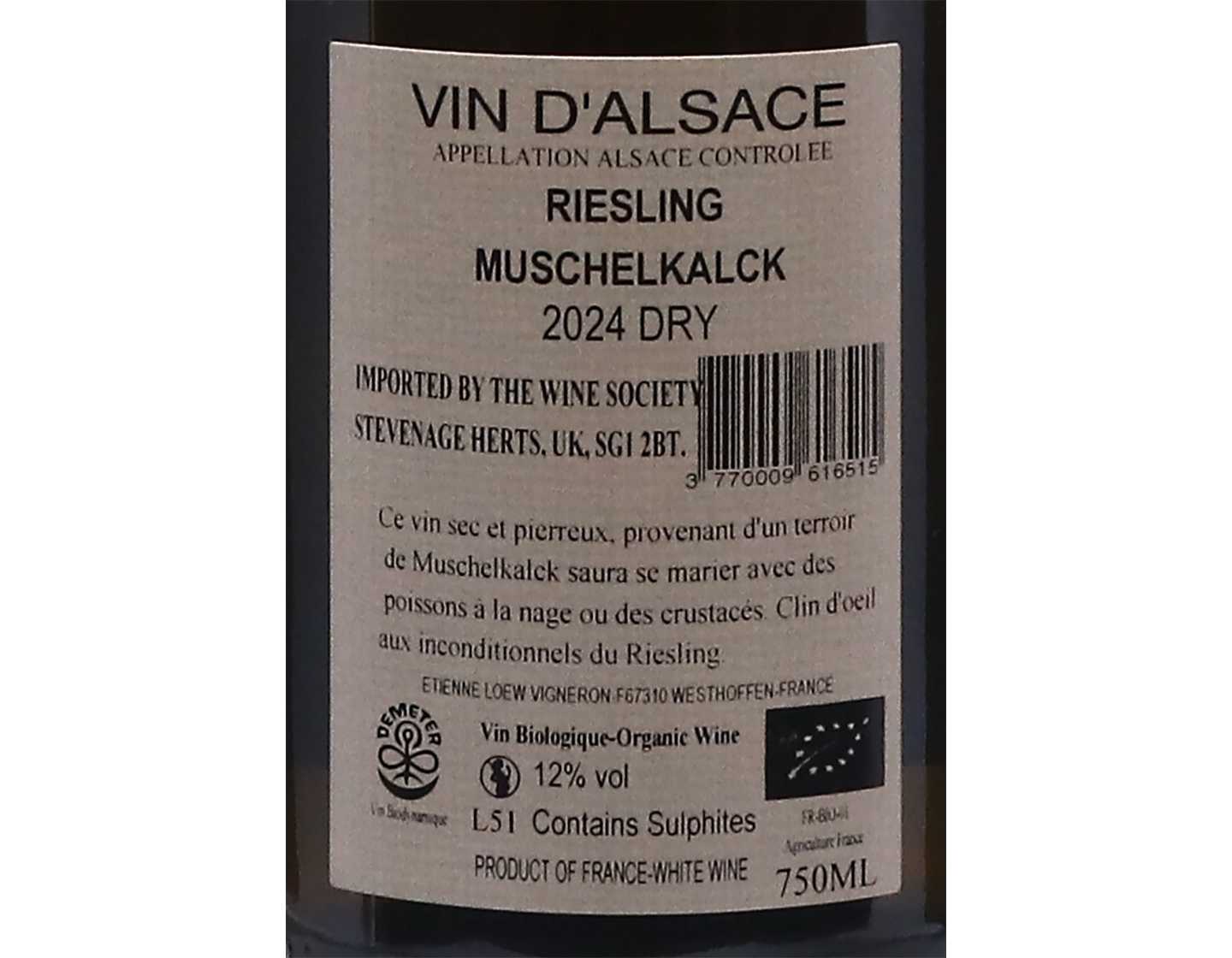 Riesling Muschelkalck, Domaine Loew 2024