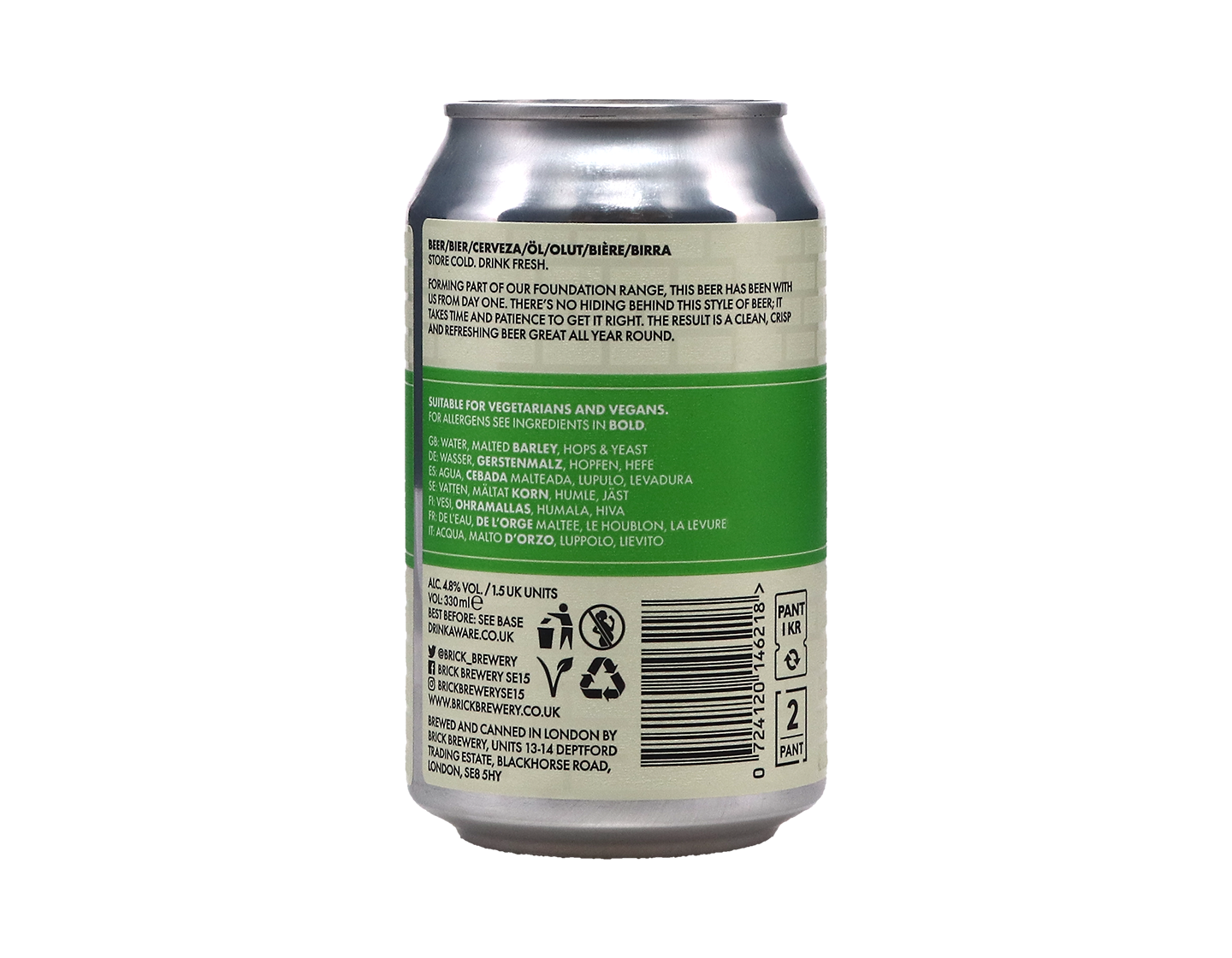 Peckham Pils Pilsner Lager Brick Brewery London 4.8% 33cl