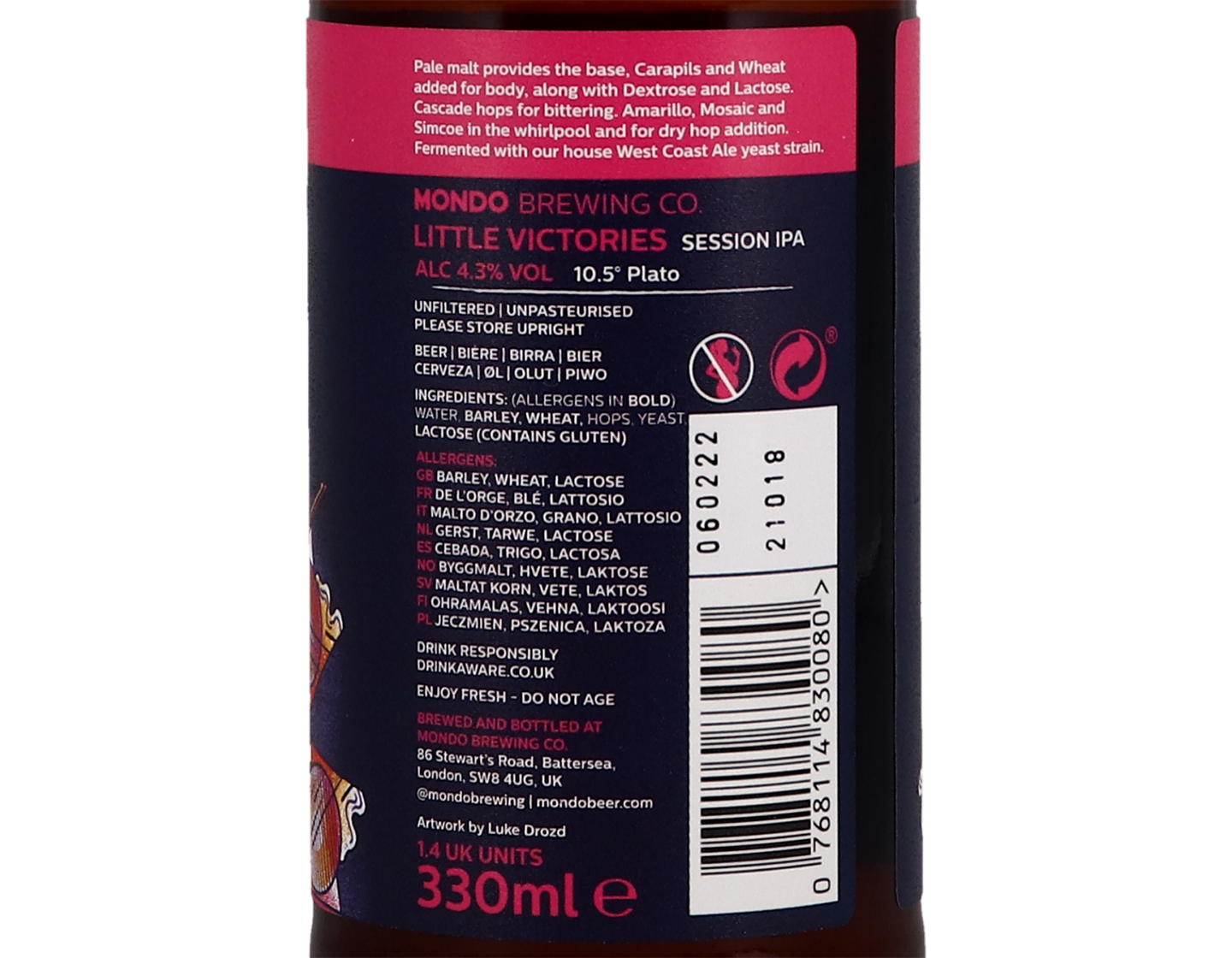 Little Victories Session IPA, Mondo Brewing Co, London 330ml