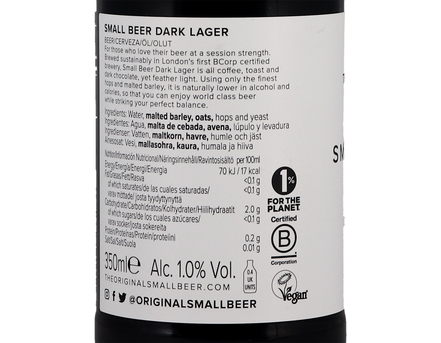 Dark Lager Small Beer Co London 35cl