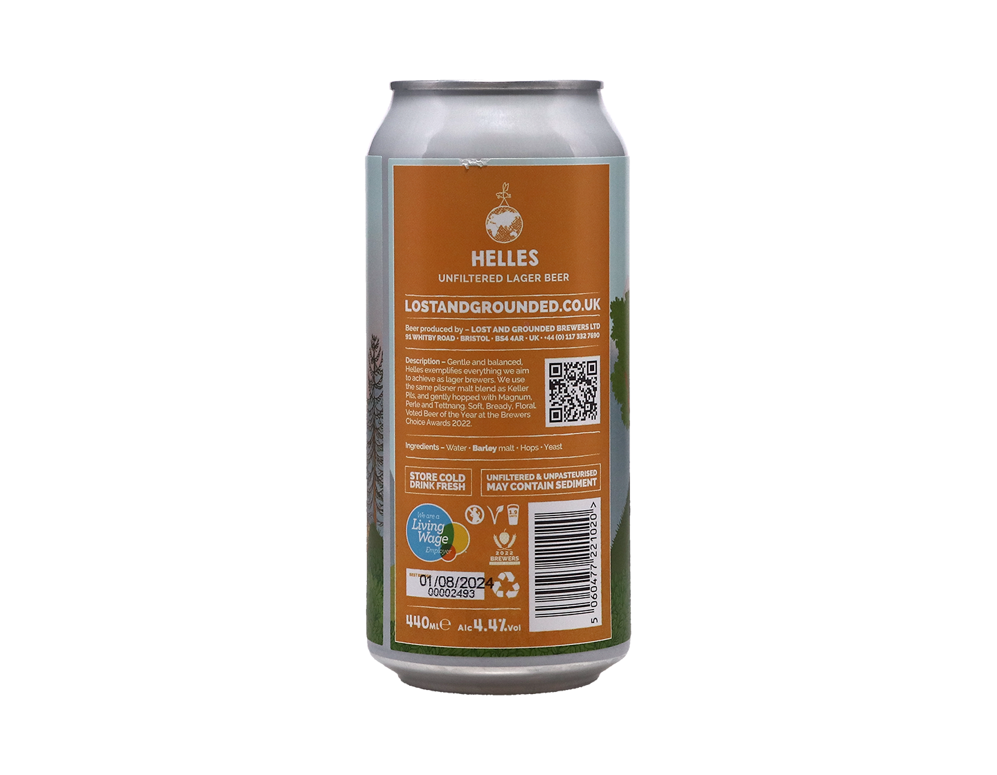 Helles Unfiltered Lager, Lost & Grounded, Bristol 4.4% 440ml