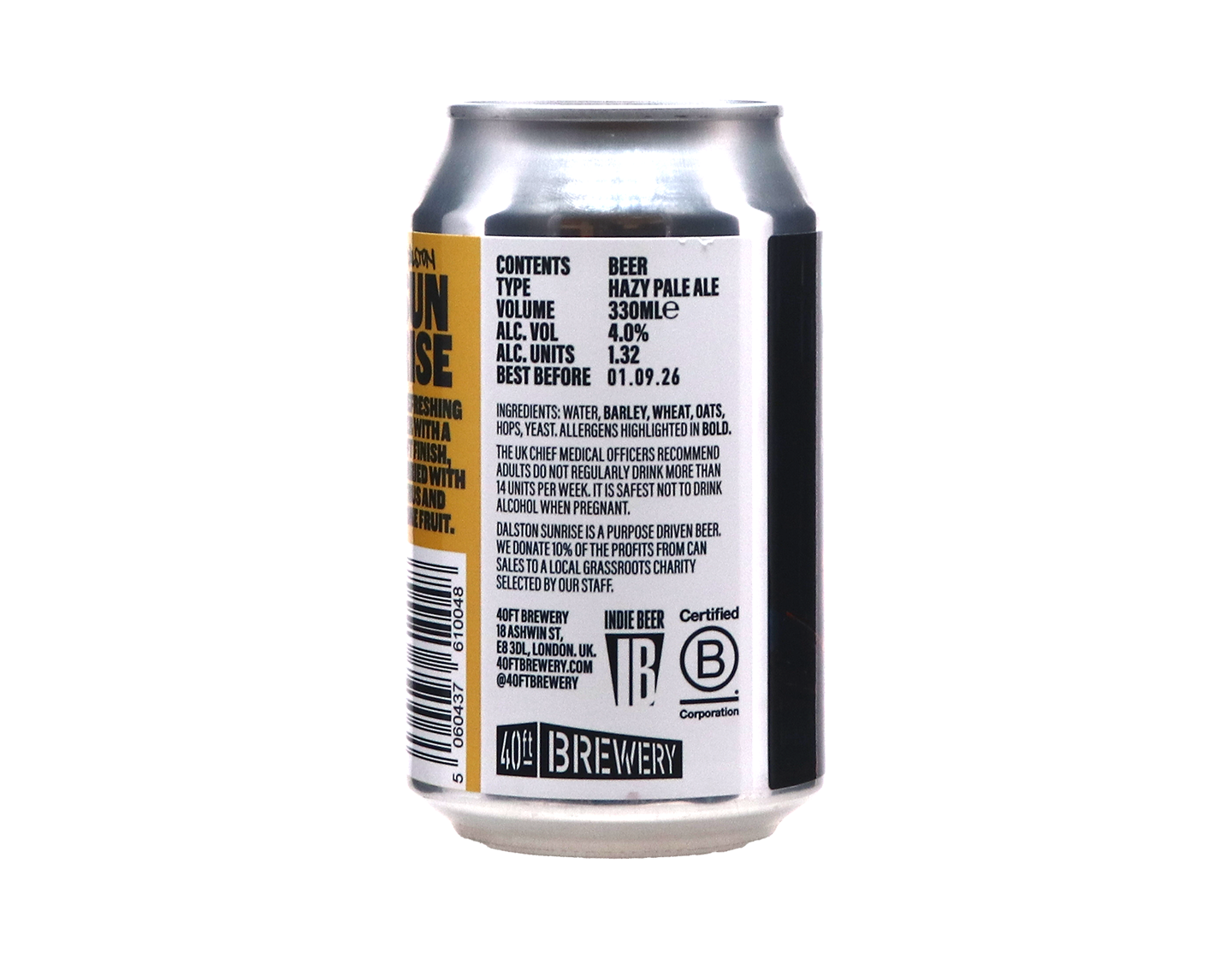 Dalston Sunrise Session Hazy Pale Ale, 40FT Brewery, Dalston 330ml