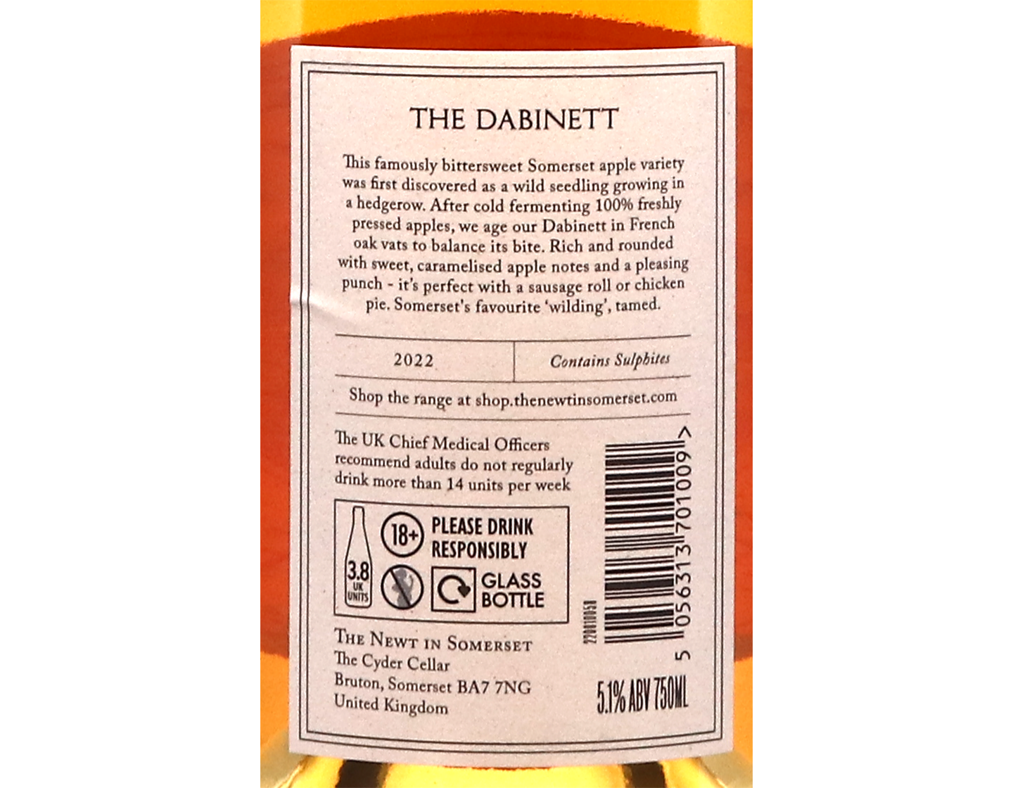 The Newt Dabinett Medium-Dry Cyder, Somerset 2022