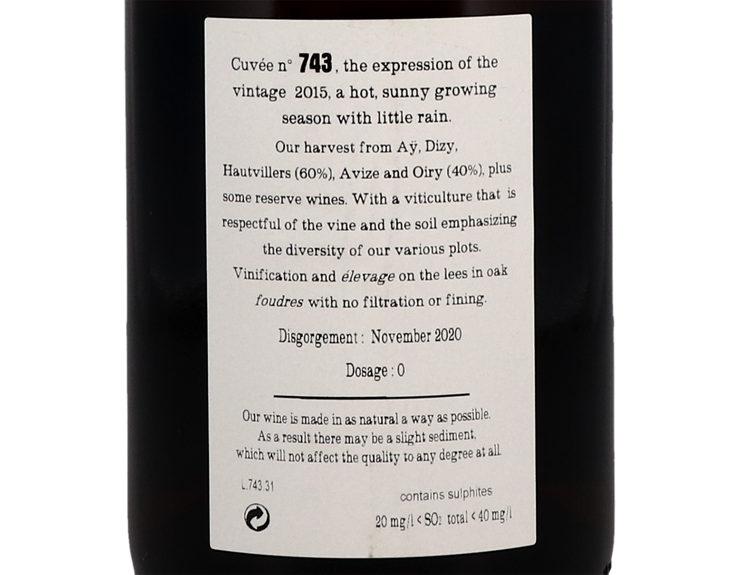Jacquesson Brut Cuvee no 743 NV