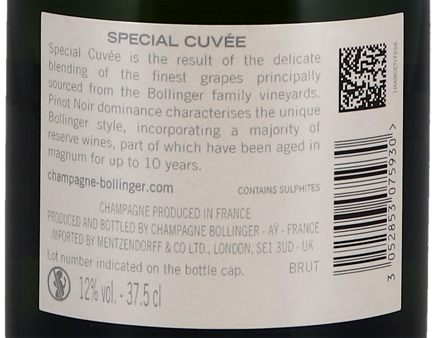 Half bottle of Bollinger Special Cuvee Brut NV