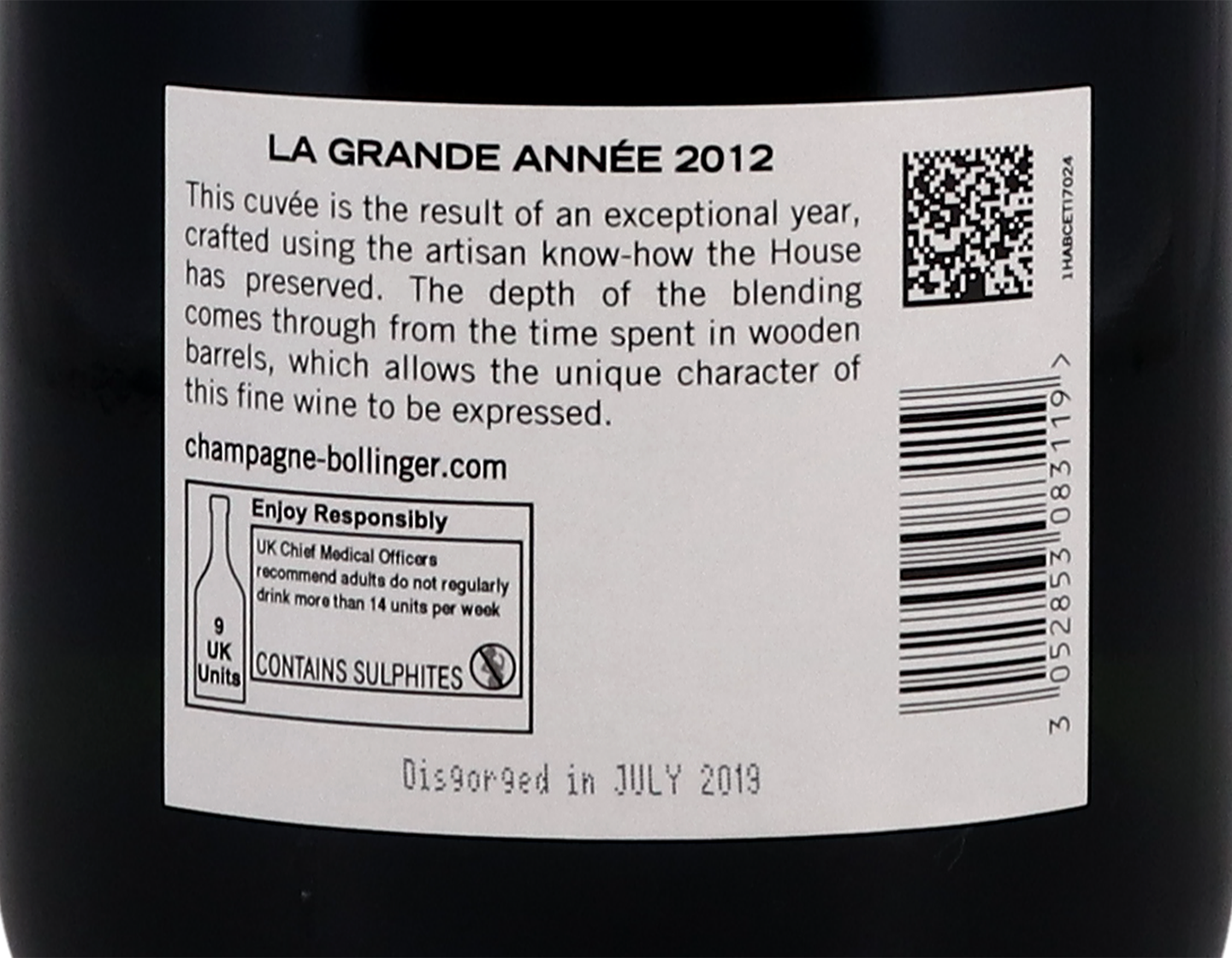 Champagne Bollinger La Grande Année 2012