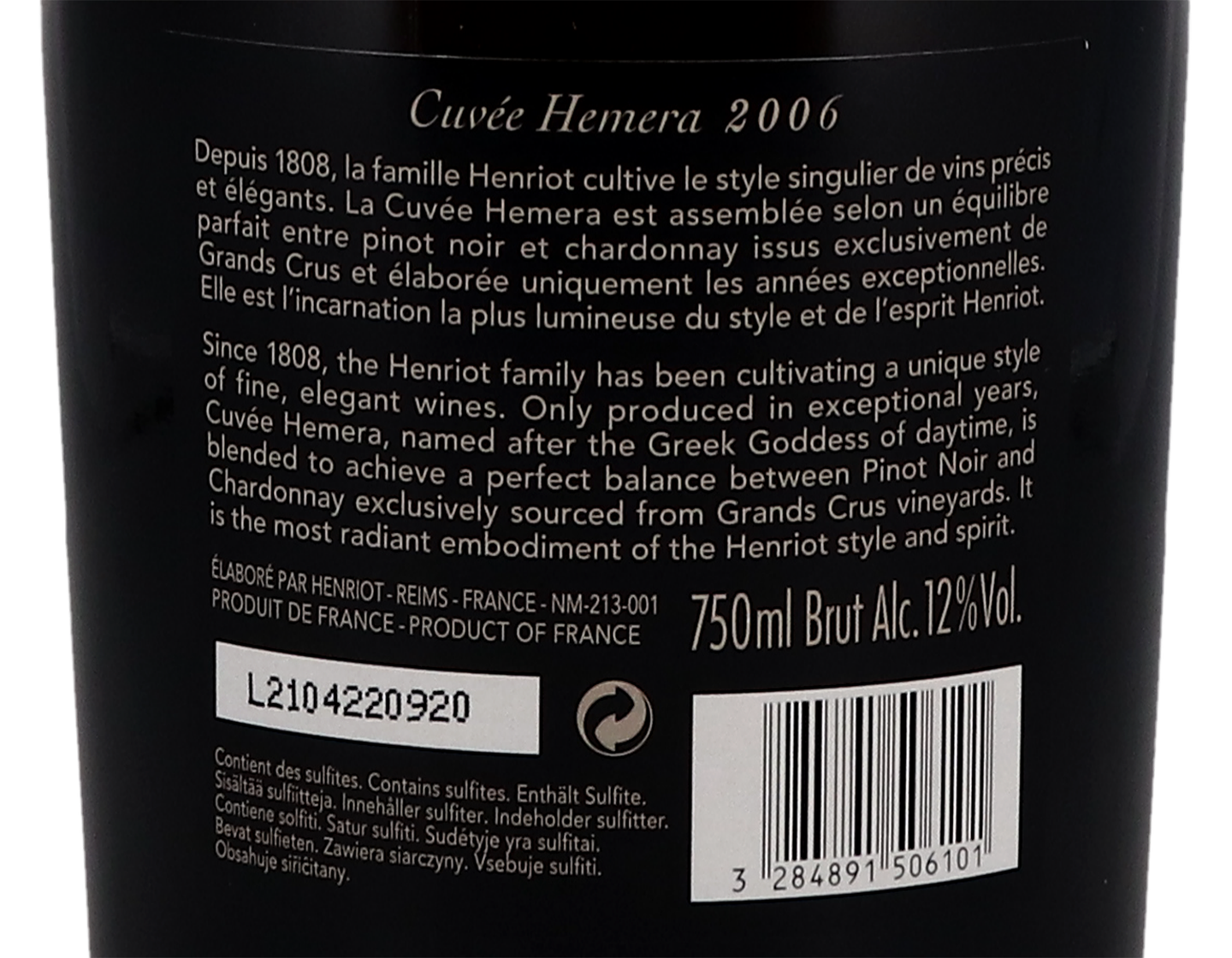 Champagne Henriot Cuvée Hemera Brut 2006