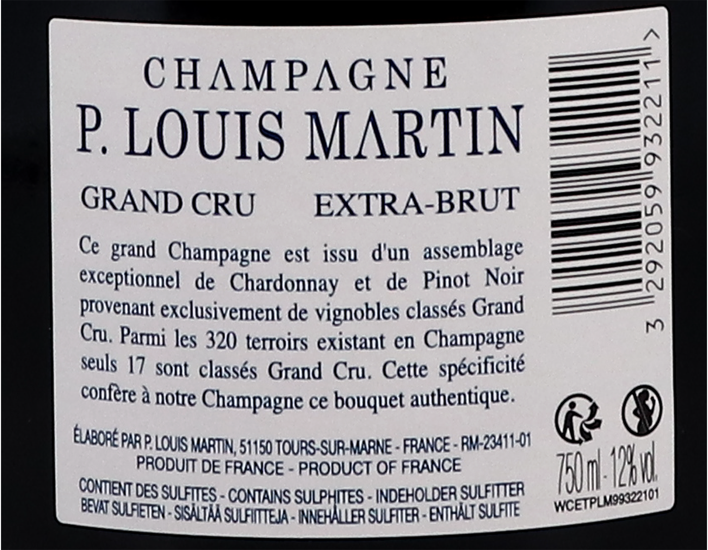 P. Louis Martin Bouzy Grand Cru Extra Brut NV
