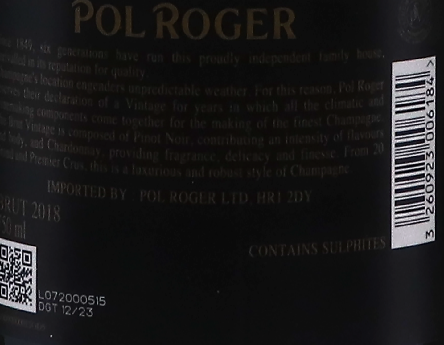 Pol Roger Vintage Brut 2018