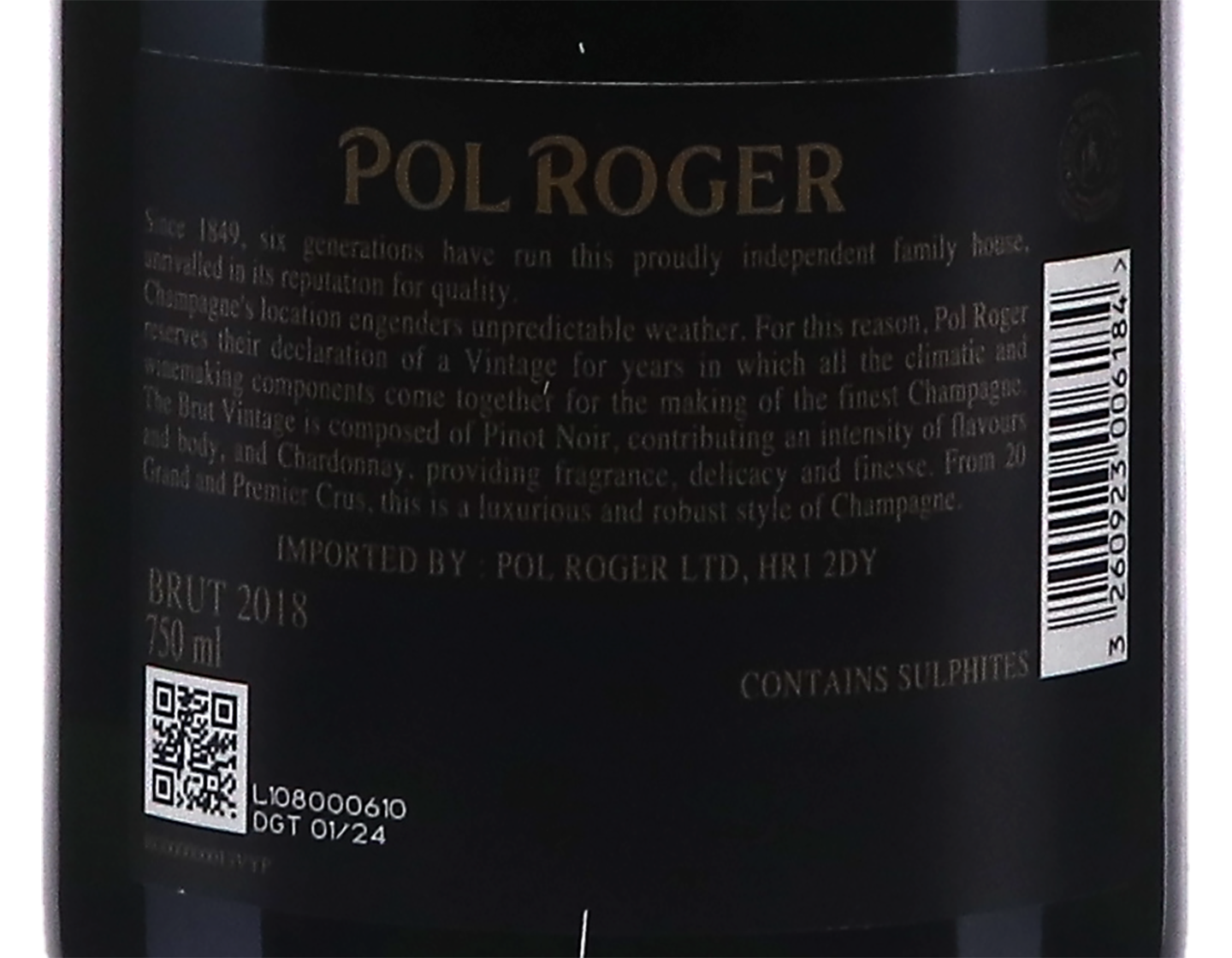 Champagne Pol Roger Vintage Brut 2018