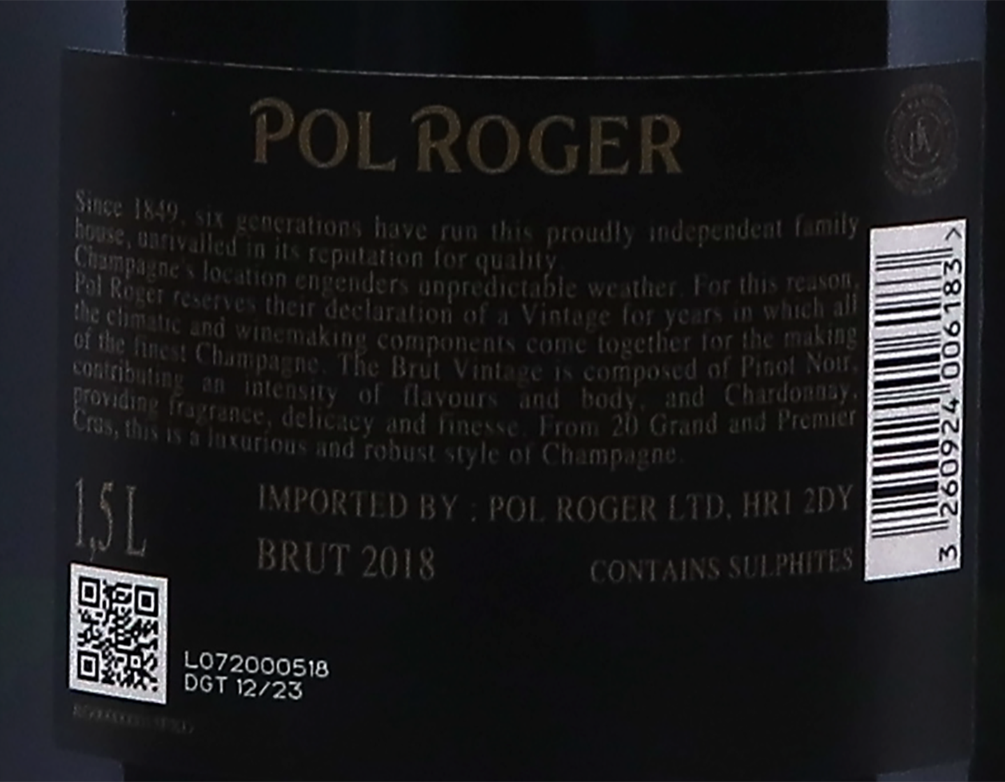 Magnum of Pol Roger Vintage Brut 2018