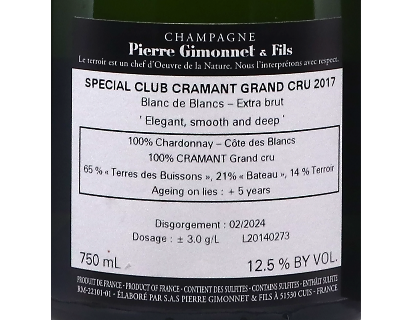 Pierre Gimonnet Special Club Cramant Grand Cru 2017