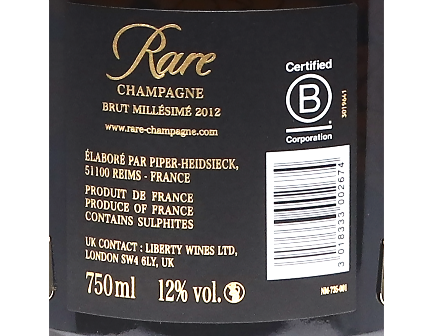 Rare Champagne Millesime 2012