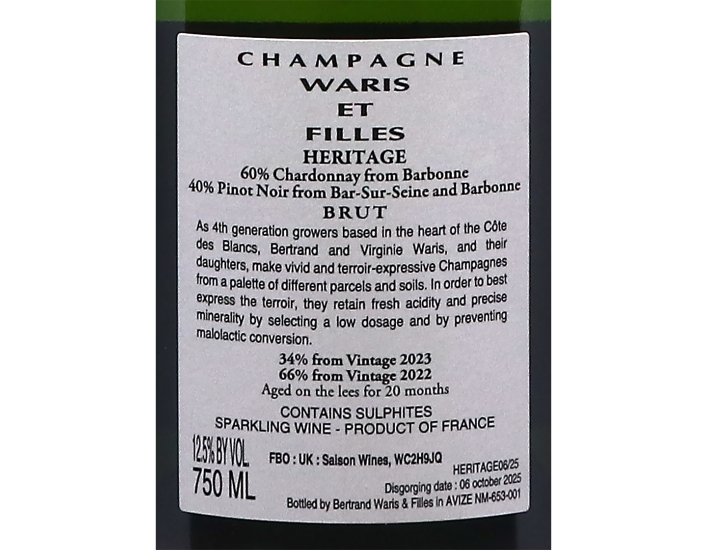 Waris et Filles l'Heritage Brut Champagne NV