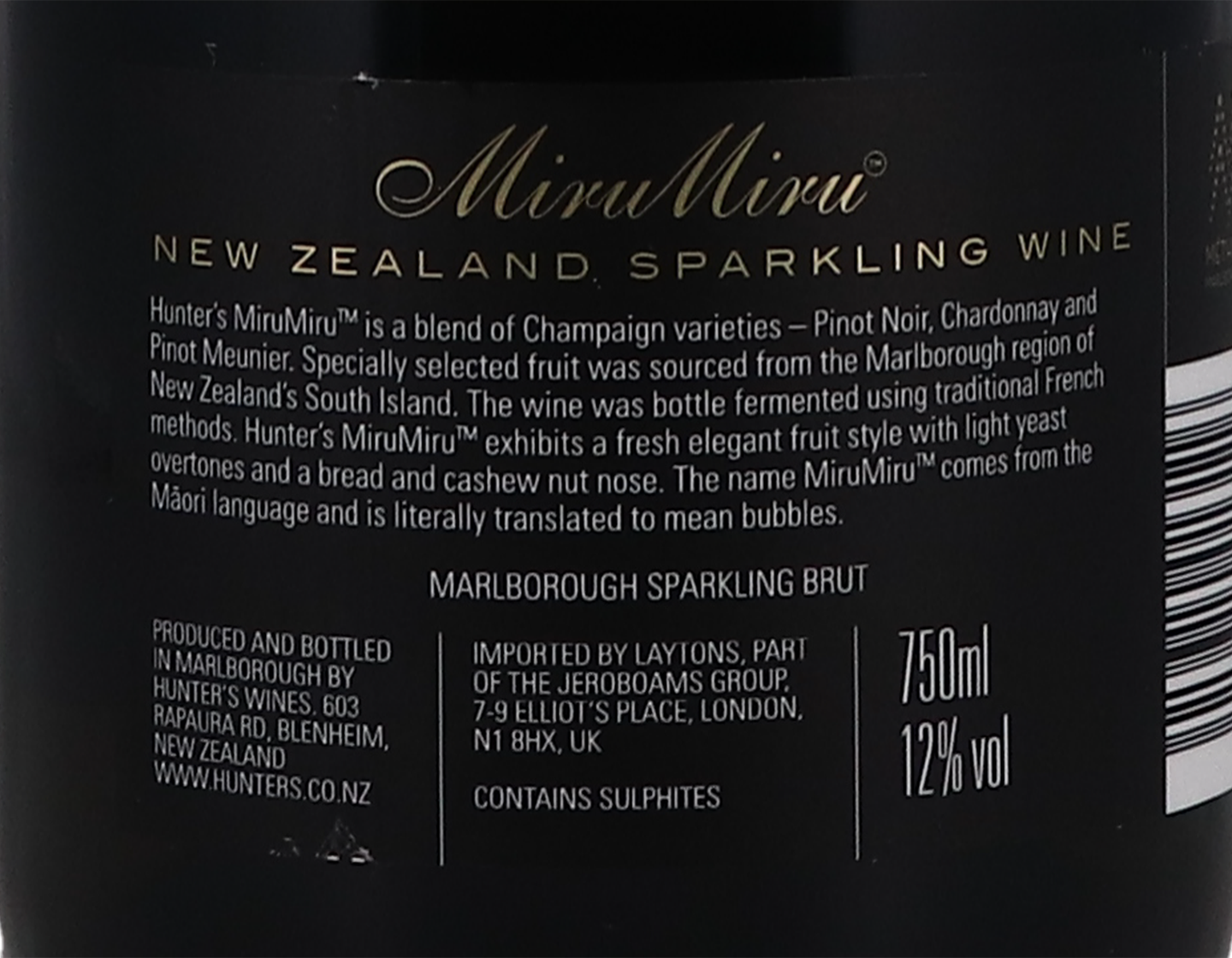 Hunters Miru Miru Marlborough Brut NV