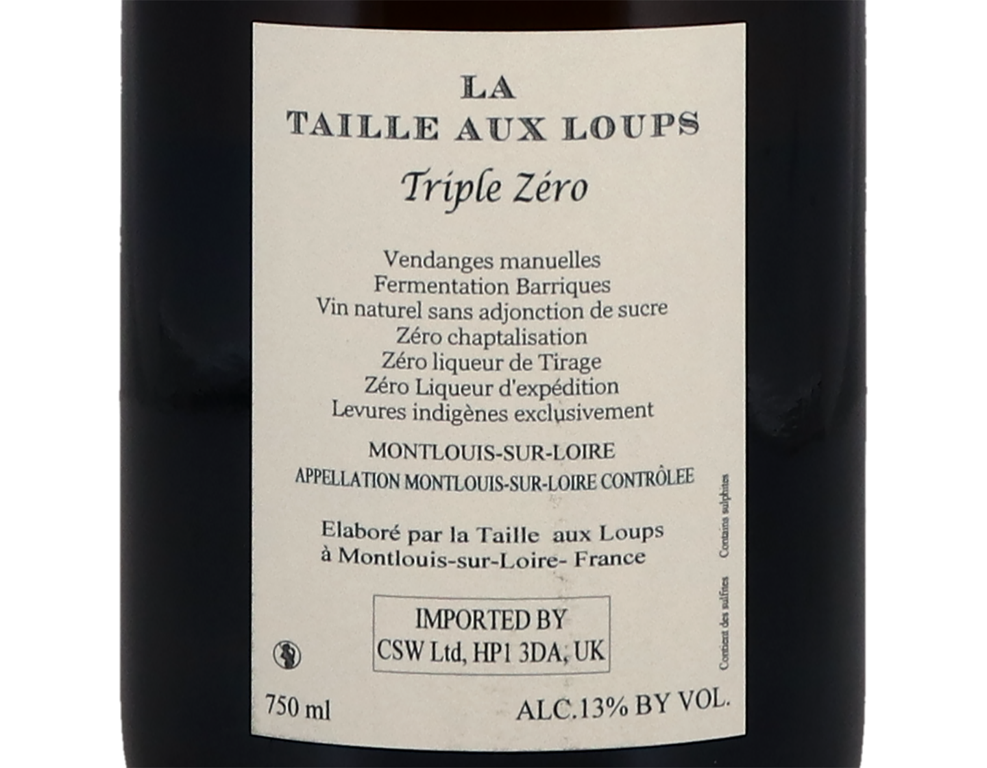 Montlouis Triple Zero Domaine de la Taille aux Loups NV ORGANIC