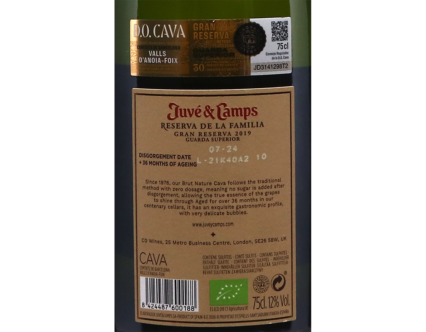 Cava Juve & Camps Gran Reserva 2019 ORGANIC