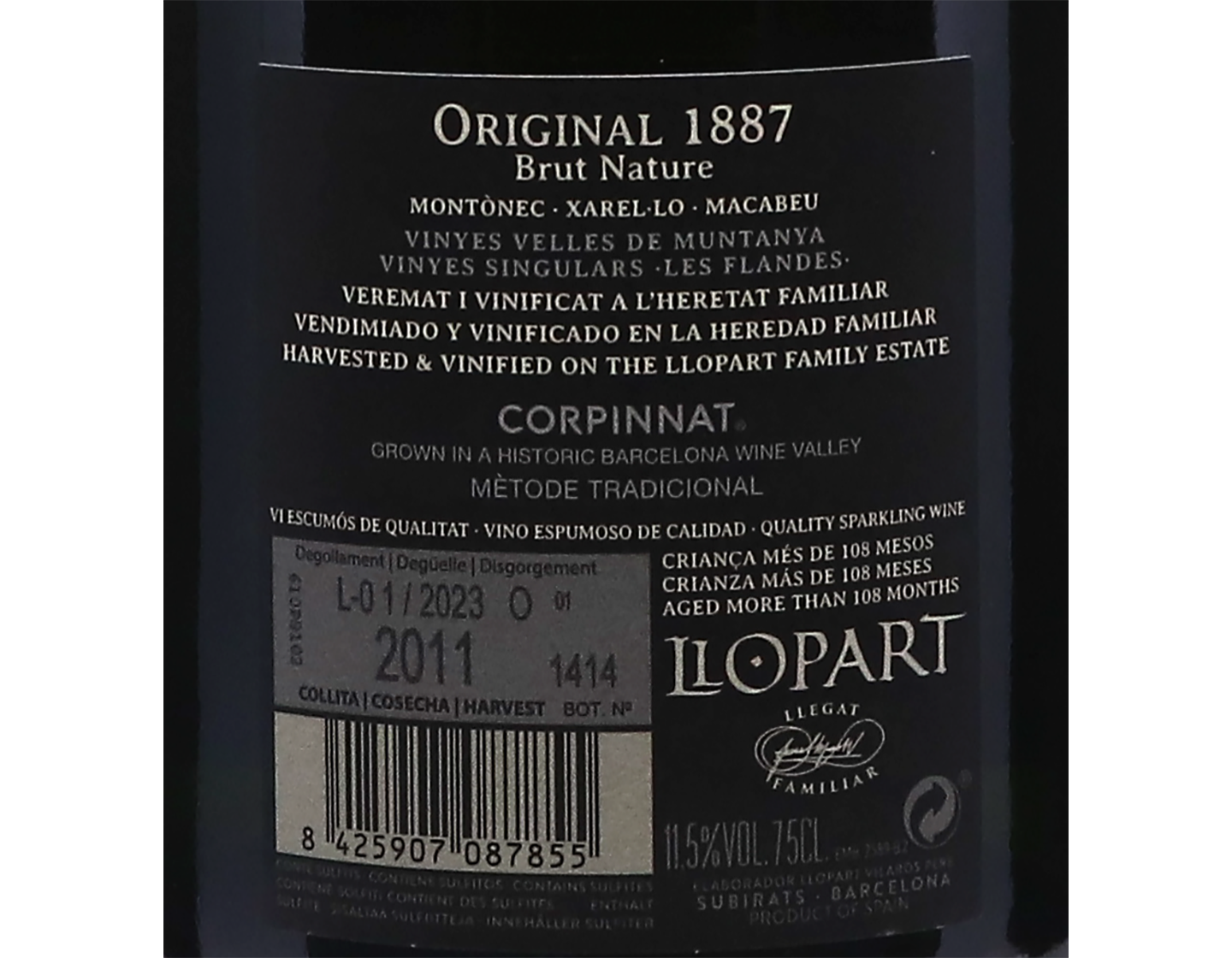Llopart Original 1887 Brut Nature Gran Reserva 2011