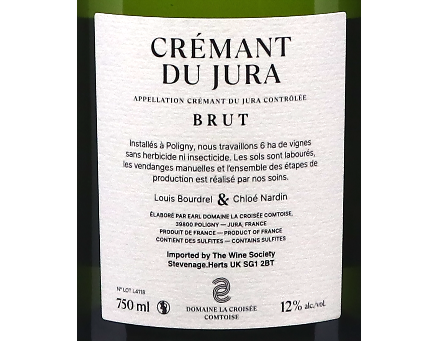 Crémant du Jura Brut NV, Domaine de la Croisée Comtoise