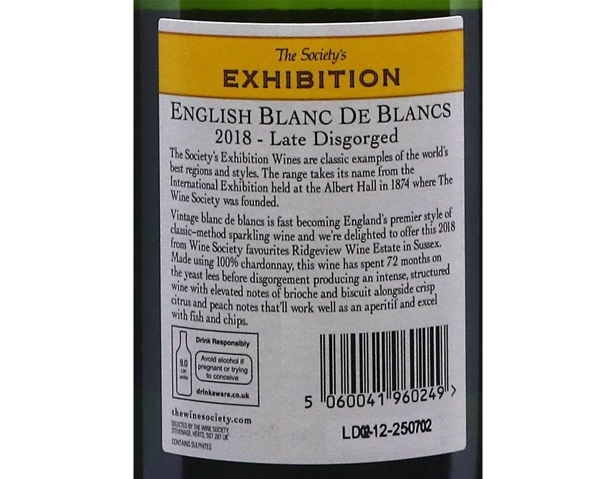 The Society's Exhibition English Blanc de Blancs 2018 Late Disgorged