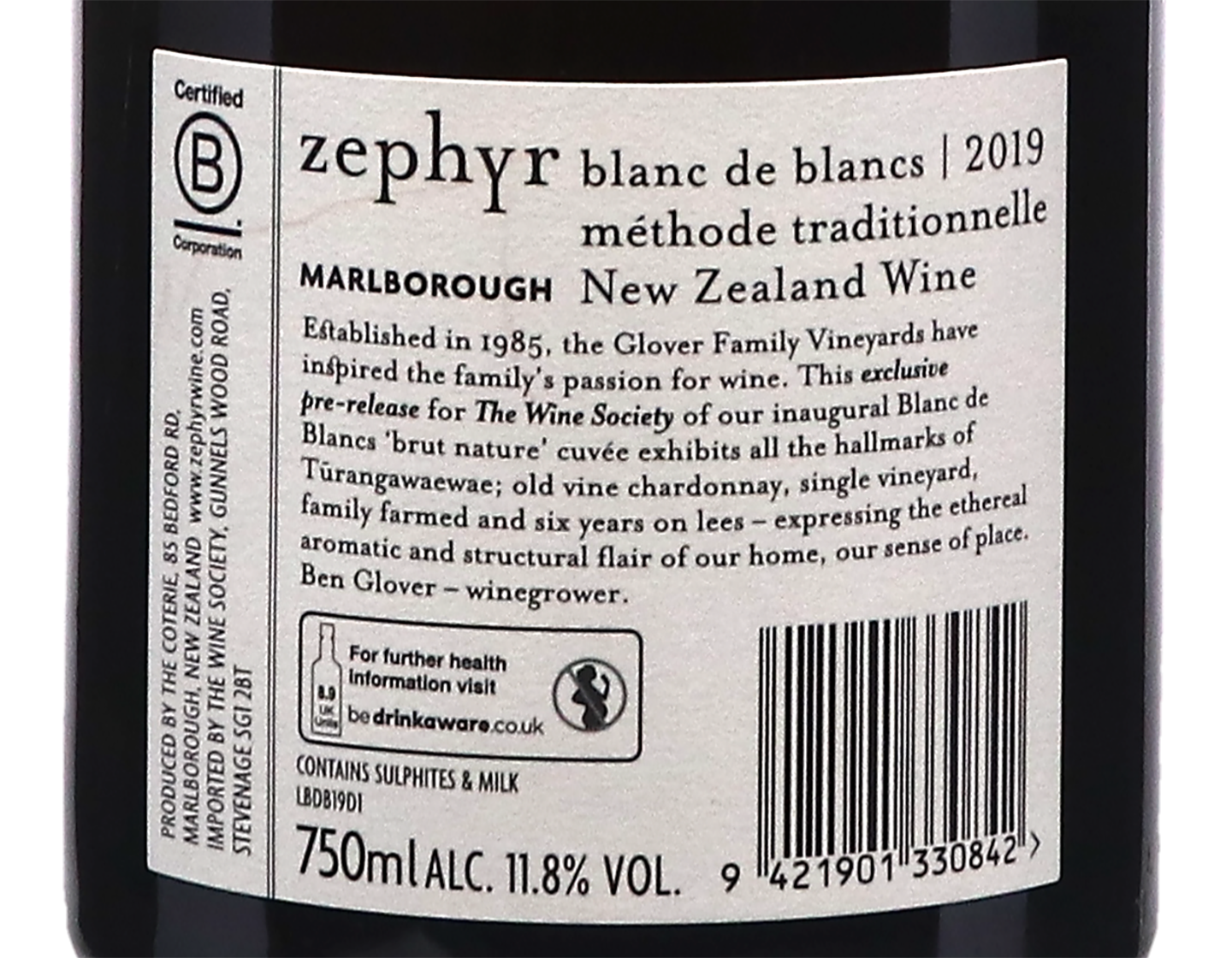 Zephyr Marlborough Blanc de Blancs, Brut Nature 2019