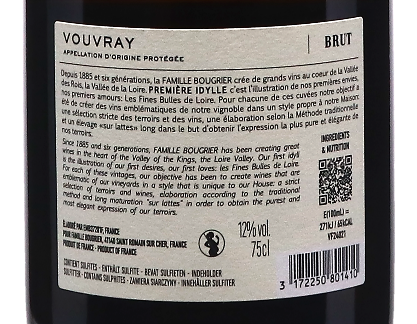 Premier Idylle Vouvray Brut,Famille Bougrier NV