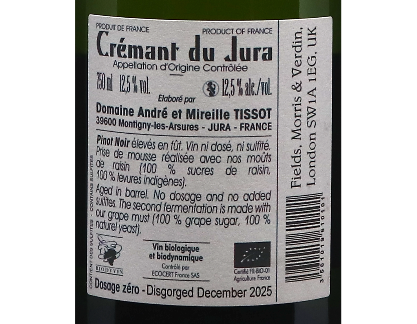 Cremant Blanc de Noir Domaine Tissot  NV