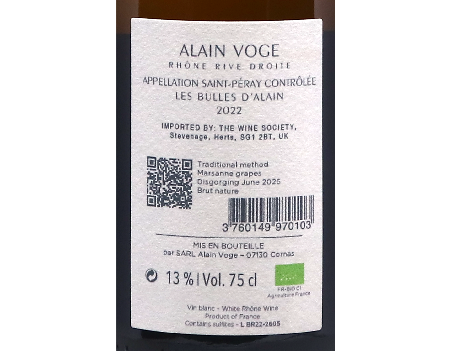 Saint Peray Brut Les Bulles dAlain 2022 Domaine Voge