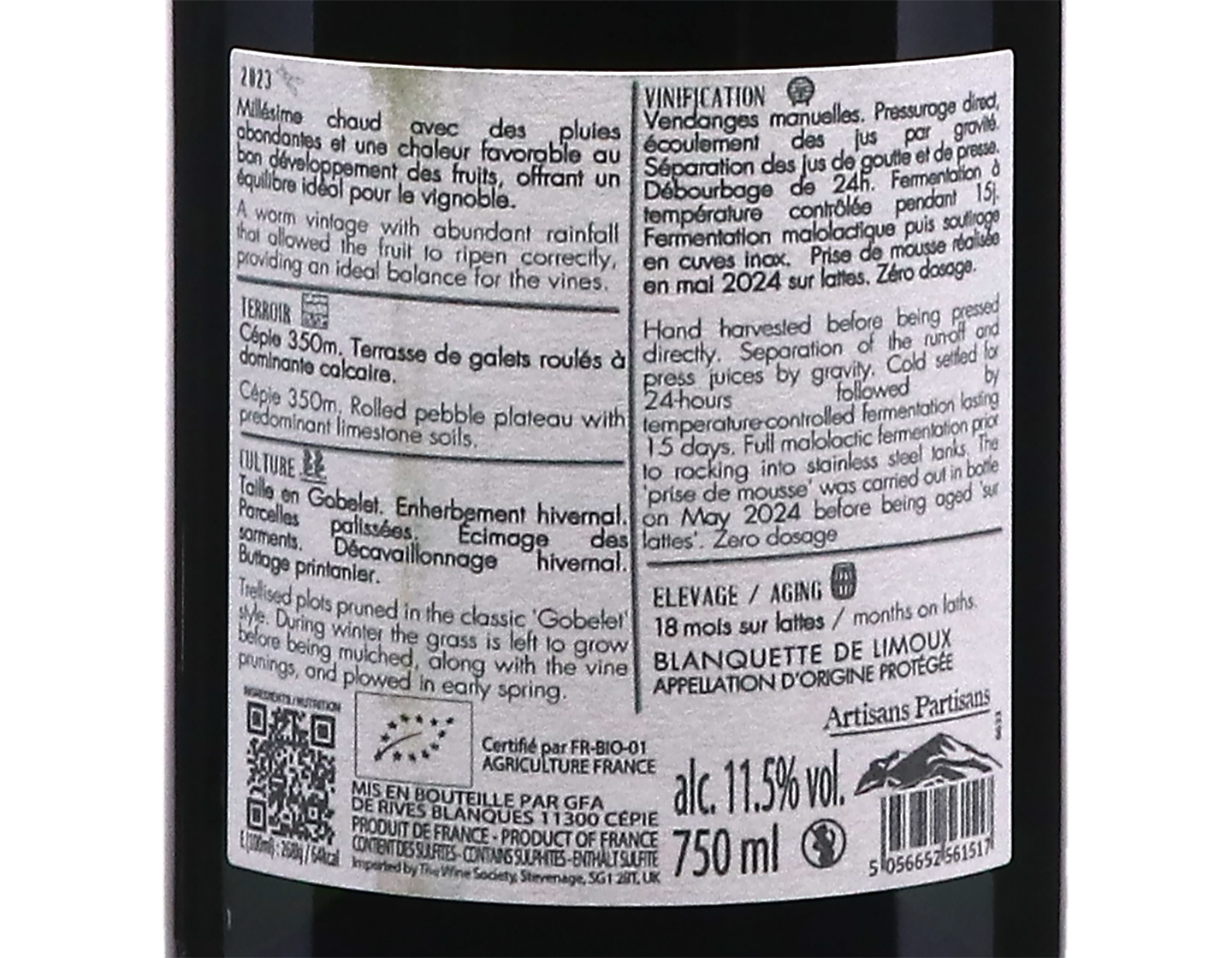 Blanquette de Limoux 2445 Rives Blanques 2023