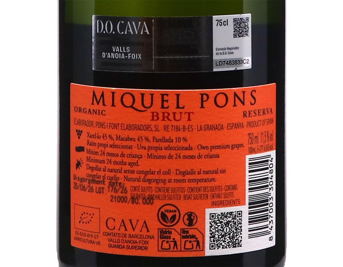 Miquel Pons Cava Brut Reserva 2023 ORGANIC