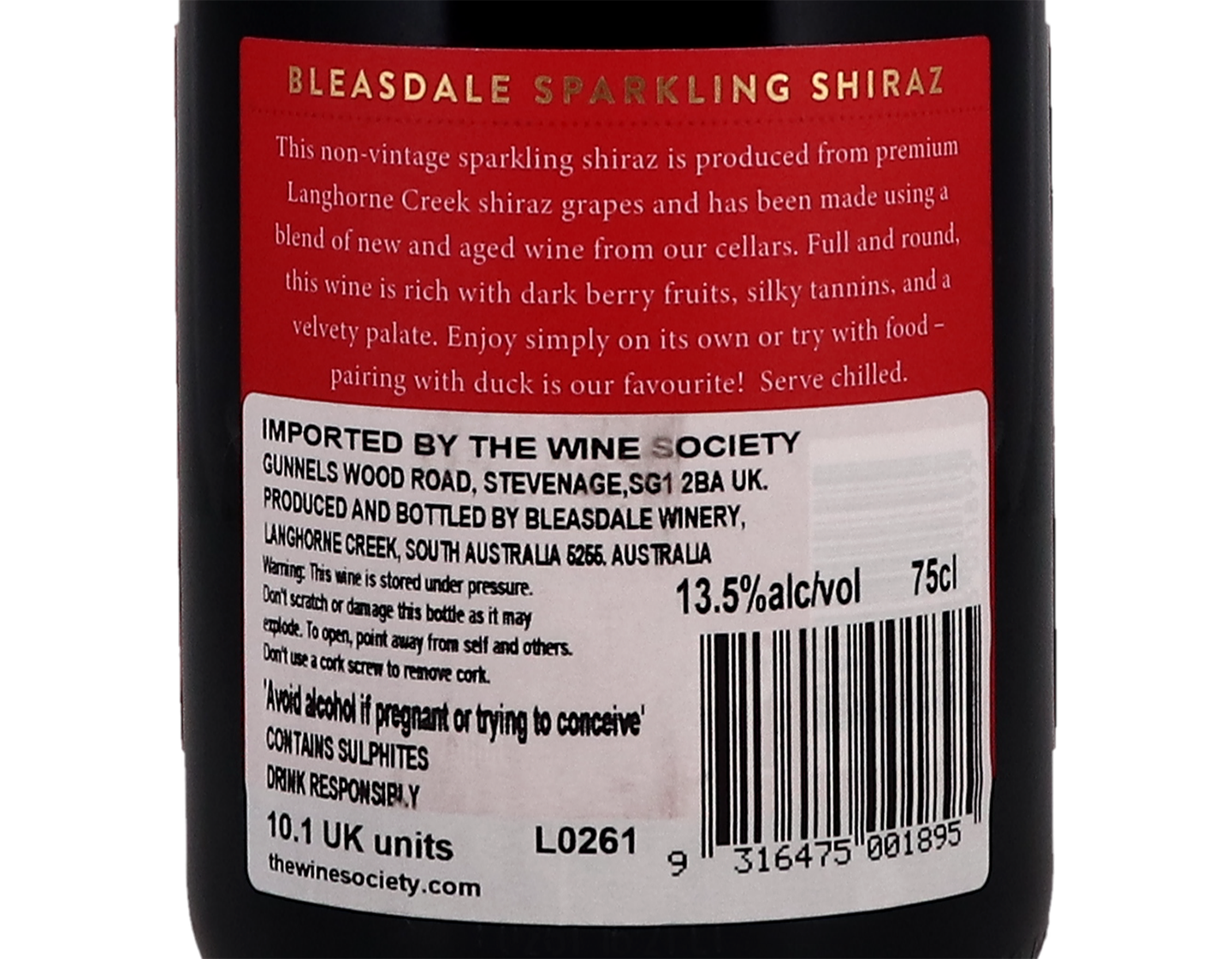 Bleasdale Langhorne Creek Sparkling Shiraz