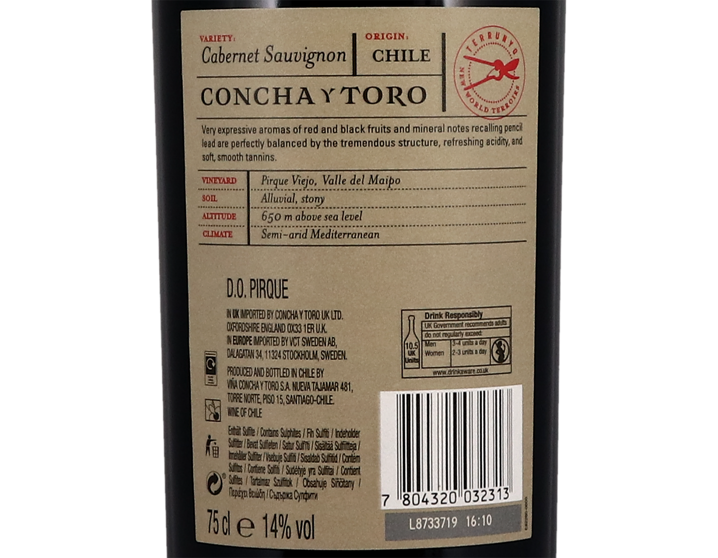 Concha y Toro Terrunyo Maipo Cabernet Sauvignon 2017