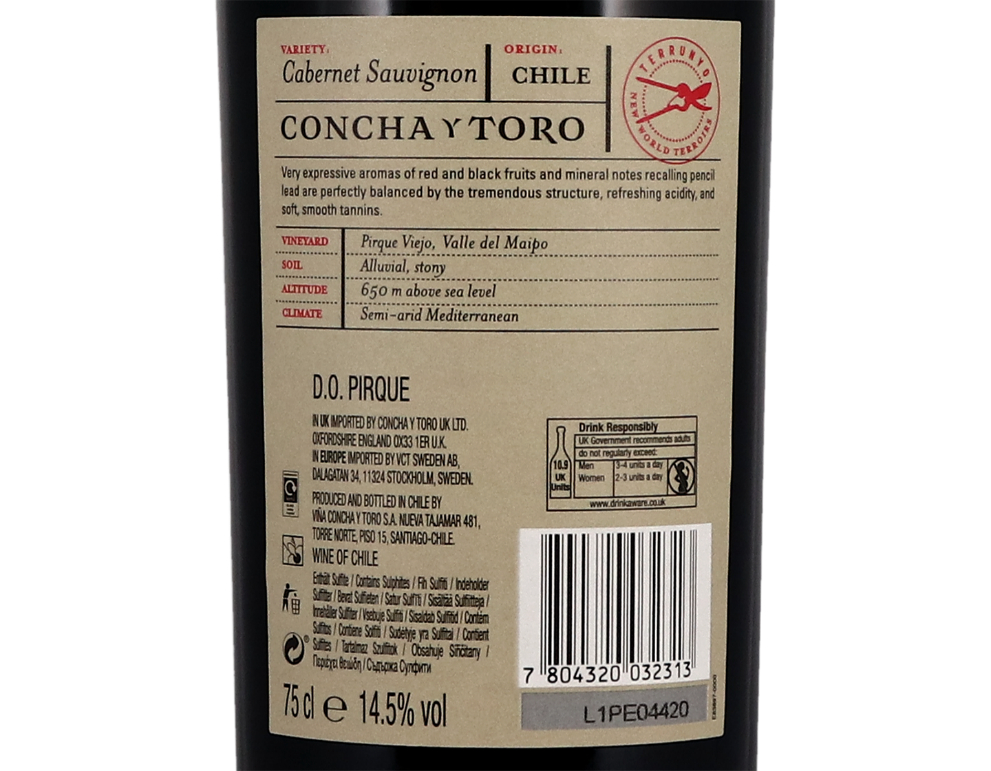 Concha y Toro Terrunyo Maipo Cabernet Sauvignon 2018