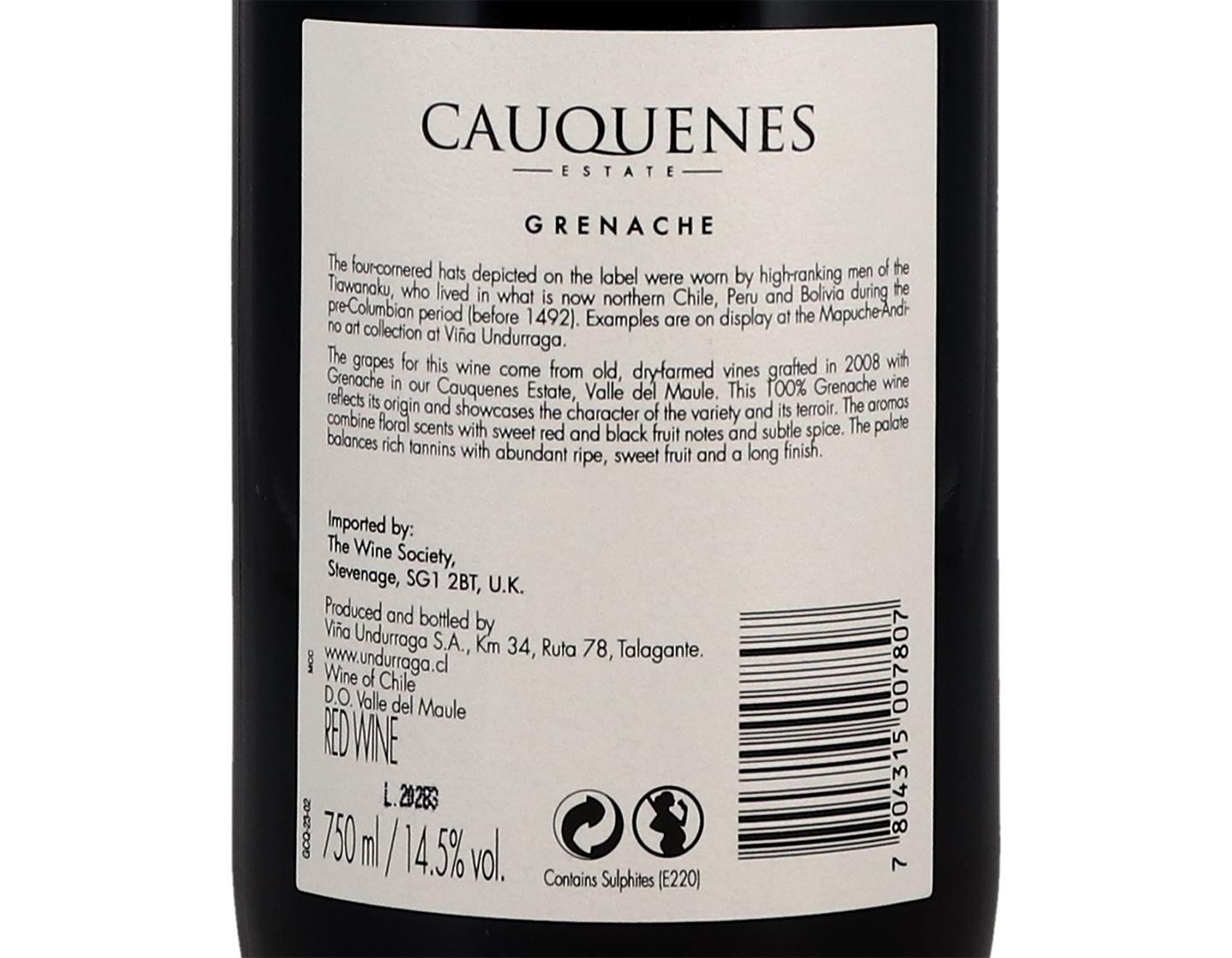 Undurraga Cauquenes Estate Grenache 2018
